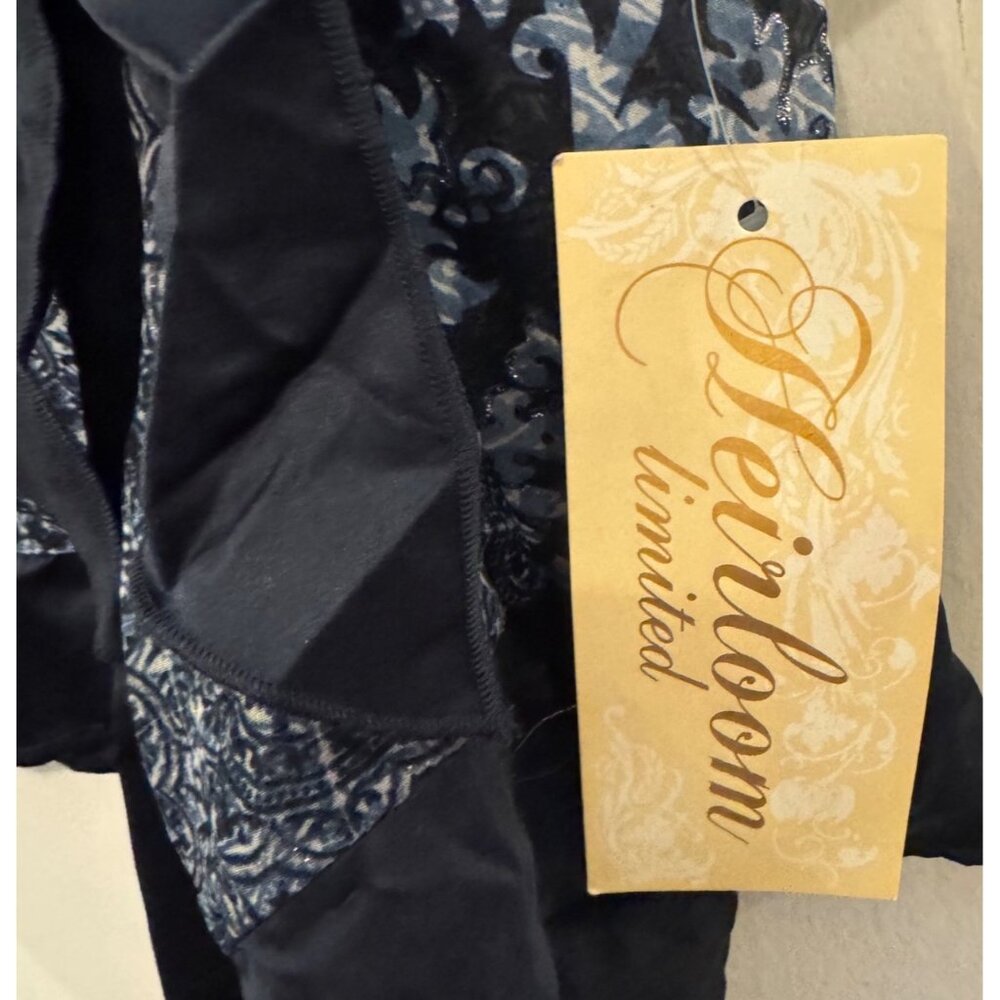 Heirloom Limited Womens Sheer Wrap Top With Intricate Blue Floral Print & Tie Wa - Picture 2 of 8